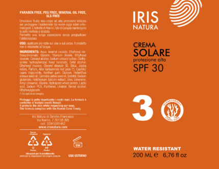 crema solare spf 30+ con aloe vera
