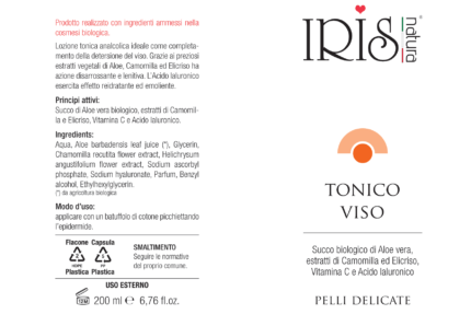 tonico viso con aloe, vitamina c, elicrisio, camomilla e acido ialuronico
